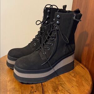 NAKED FEET BURNOUT Lace Up Leather Booties